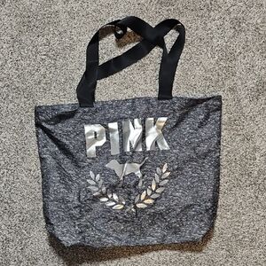 PINK Victoria's Secret Charcoal Tote with Black Straps